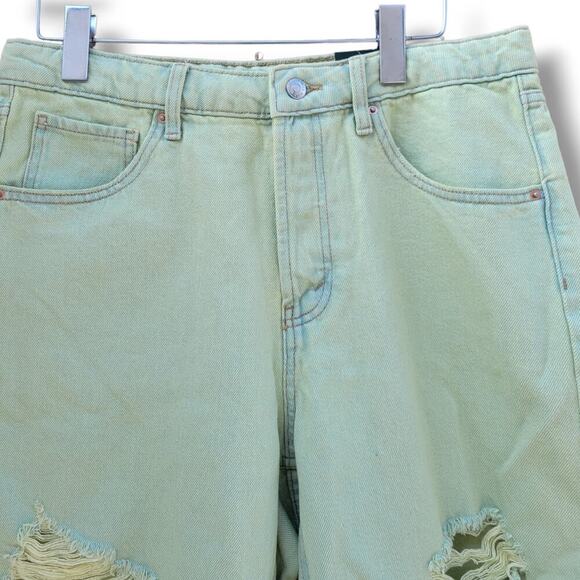 Wild Fable Women's green distressed high rise bermuda shorts - Picture 2 of 8